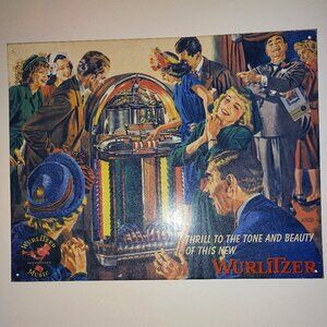 1994 WURLITZER JUKEBOX MUSIC VINTAGE AD TIN WALL ART AMERICANA DECOR